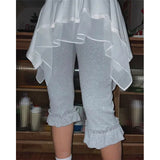 Korean Ins Girl Lace Lotus Side High Waist Bottom Five Trousers Comfortable Elastic Super-Spiles Pants 2 Colors