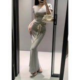 Small Temperament Suit Women's Summer Body-Stairs Short-Sleeved T-Shirt Top High-Waisted Mid-Sleeve Skirt