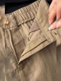 This Year's Popular Lazy Wind High-Waisted Broad-Legged Pants Women Summer Brown Silk Linen Comfortable Leisure Pants