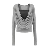 Spice Girl Style Hit Two Ragged Long-Sleeved T-Shirts In The Autumn New Slimming Inside The Bottom Shirt Top