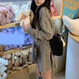 Girls Old Money Blossom Collection Loose Sweater Coat / Knitted Sweater Short Dress Set