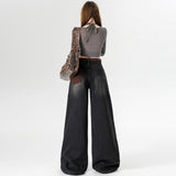 2025 Plus Plus Thick Broad Leg Pants Women's Jeans Vintage Hot Trousers Jeans Women's Long Pants