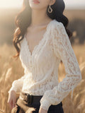 Spring French Unique Beautiful Niche High-End Light Luxury High-End Gentle Style Design White Lace Top