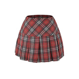 Spice Girls Red Check-In A-Character Skirt Women's Spring And Summer New College Windy Skirts With Thin And High Waist Short Skirt