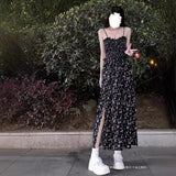 2025 Summer Korean Version Of Sweet Air Retro Age Reduction In The Long Model Of Thin Flowers Hanging Dress Dress Woman