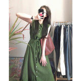Skirt Women's Summer 2025 New Orange Ercoa French Green Hall In The Hall Sleeveless Dress Waist Temperament Dress