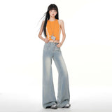 White High-Waisted Elastic Micro-Tipped Jeans Women In Spring 2026 New Non-Legged Thin Drag Trousers