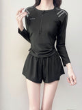 Slender Long-Sleeved Swimsuit Women Conservatively Cover The Belly Thin Flat Trousers Two Sets Of Sports Sunscreen Swimsuit Holiday Swimsuit