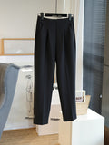 High-End Straight Smoke Pipe Pants Loose Thin Casual Suit Pants Women Nine-Point Harlan Pants
