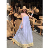 Blue Dress Summer Chiffon Temperament Gentle Wind Seaside Atmosphere With Loose Dress Island Skirt