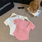 5020# People Cotton Short Sleeve Simple Style With Chest Pads Short-Sleeved Hottie Wearing Short-Sleeved T-Shirts Summer T-Shirts