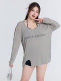 Women's Split Three-Piece Set Of Large-Size Fat Hanging Neck Conservative Long-Sleeved Sunscreen Beach Hot Springs Swimsuit Women's Hoodie