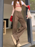 Real Shooting #Today Heavy Industry Sand Washing Nostalgic Dirty Washing Dye Structure Line Casual Pants Trousers Female Gray Green Coffee Cotton