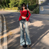 YC& Vintage Water Wash Low-Rise Hottie Horned Pants Lay Sense Of Early Autumn Jeans Women & Long Pants