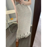 New French Retro-Faded Knitted Sling Dress For French Retro-Dense Knitted Dress