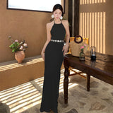 Sanya Seaside Resort Beach Dress Women 2025 Spring And Summer New Design Sense Of The Back Sexy Hanging Neck Dress