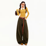 Vintage High-End Folded Scimits-On High-Rise Jeans Women 2025 New Loose Broad Leggings