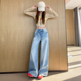 2026 New Retro Broad-Legged Jeans Women's Spring And Autumn Loose Thin Micro-Horn Straight Tube Drag Trousers