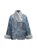 New Chinese Embroidered Cotton Suit New Wool Collar Plus Thick New Year's Clothing Women's Coat National Wind Top Coat Winter