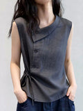Summer New French Fashion Temperament High Sense Thin Sleeveless Shirt Niche Casual Chic Top Female Burst