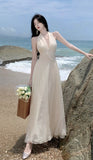 2025 Chic And Stunning Sleeveless Neck Dress Summer New Gentle Temperament To Show Lanky Skirt