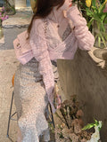 Haitang Flower Opening Silk Slant Cutting Series Temperament Print Sling Skirt Hanging Neck V-Neck Opening Dress