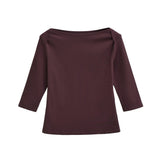 French High-Wisdom Sailing Collar Retro Seven-Sleeve T-Shirt Girl Autumn Hottie Slime Sleeves Blouse