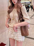 Linen & Sheep Lazy Sensen Mahjong Knitted Knitted Knitted Short-Sleeved Women 2025 Early Autumn