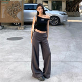 25 Years Of Spring And Summer New Elasticity Thin Feeling Slightly Loose Horn Knitted Casual Pants Women Black Trousers Snow Neil