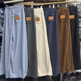 Korean Version Of Loose Waist Casual Retro Wind Breeze Velvet Loose Casual Trousers Women's Pocket Languid Languid Trousers