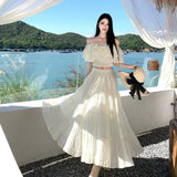 2026 New Thai Tourism Holiday French-Style Collar Design Top + Big Skirt Set