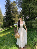 French Style Collar Bubble Sleeves Shredded Flower Dress Shed Waist Thin A Word Swing Dress Summer Gentle Wind First Love