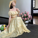 Summer Dopamine Seaside Holiday Wind Small Daisiness Daisiness Flowers Sexy Thumbs Top Women Embroidery Skirt Suit