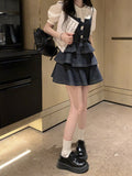 Cowboy Suspension Dress Women 2026 New French Doll T-Shirt Punk Dress Small Sweet Cool Two-Sleeve