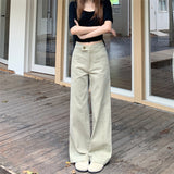 Real Shooting #Today Heavy Industry Sand Washing Nostalgic Dirty Washing Dye Structure Line Casual Pants Trousers Female Gray Green Coffee Cotton