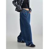 Classic But Time To Set The Basic Simple Denim Trousers High Waist Shade Across The Thin Wash Water Blue Broad Leg Straight Trousers