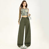 Autumn 2025 Retro Side Slit High Design Loose Broad Legs Thin Cutter Jeans Women's Scissors