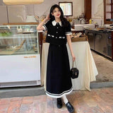Large-Size Women's M-4XL French Doll-Collar Small Scented Dress Dress Women 2026 New Short-Sleeved Short Skirt Two-Set