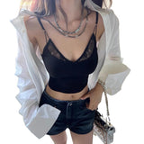 895# Summer New Sexy Fake Two-Piece Lace Sling Vest With Thin Shoulder Strap Adjustable All-In-One With Chest Cushion