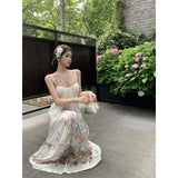 2025 New Chinese-Style Bustling Ribbon Holiday Dress Girl Summer Pure Sexy Sling Travel Holiday Dress