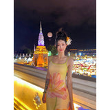 2025 Holiday Holiday Dopamine Island Tourism Super Fairy Dress Ambience Print Sling Skirt
