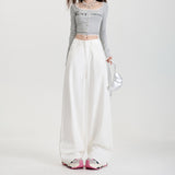 2025 Three Anti-Sky Silk Cotton Pure White Loose Broad Leg Pants Functional Jeans Simple Thin Anti-Oil Pollution