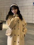 Milk Curry Color Hair Coat Women's Long 2025 Winter New Small Han Feel Thicker This Coat