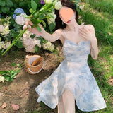 Super Fairy Seaside Vacation Beautiful Milk Spicy Pure Wind To Close The Waist Dress Fairy 2025 Temperament Sling Skirt