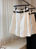 CHAO Class Recommendation!Simplified White Linen High-Waist Five-Point Shorts Women Wear Loose Feeling Loose Thin Trousers