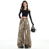 Digital Print Leopard Print White High-Waisted Cotton Jeans Women In The Autumn Of 2025 On The New Hot Girl Trend Broad Leg Pants