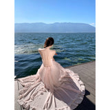 2026 Wave Stumbling Retro Sexy Multi-Layer Tulle Laminated Design Fairy Dress Woman
