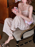 New Revision Navy & Girls Color Three-Dimensional Striped Broad-Legged Knitting Trousers Small Trousers Pink