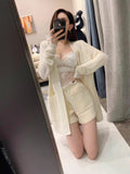 Beverly Famous Gold Button Temperament Coat In The Long-Skin Knitted Sweater