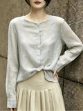 High-End Gray Jasmine Niche Big-Size Blouse Women 2026 Summer New Light Luxury Languid Temperament Open Shirt